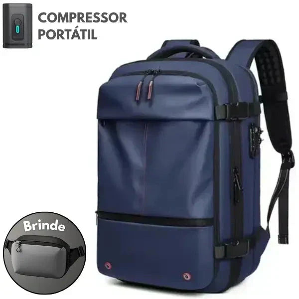 Mochila de Viagens com Compressor Portátil - UltraFit + BRINDE EXCLUSIVO