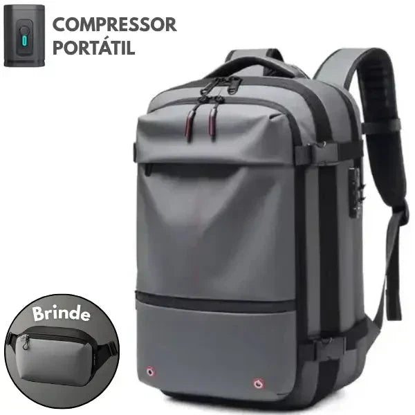 Mochila de Viagens com Compressor Portátil - UltraFit + BRINDE EXCLUSIVO