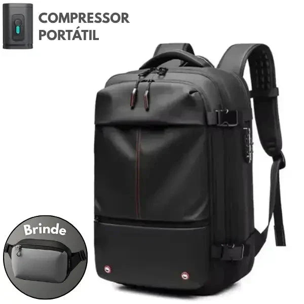 Mochila de Viagens com Compressor Portátil - UltraFit + BRINDE EXCLUSIVO