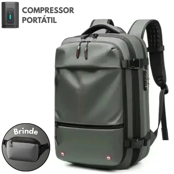 Mochila de Viagens com Compressor Portátil - UltraFit + BRINDE EXCLUSIVO