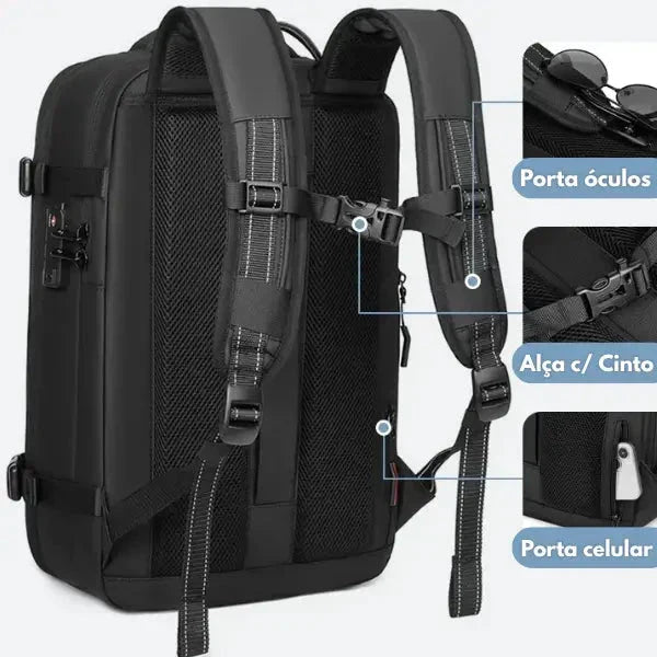 Mochila de Viagens com Compressor Portátil - UltraFit + BRINDE EXCLUSIVO