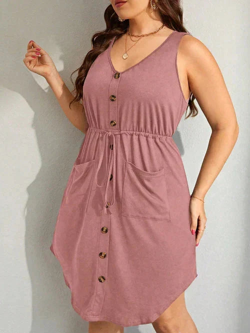 Vestido Ajuste na Cintura e Falsos Botões - Iolanda