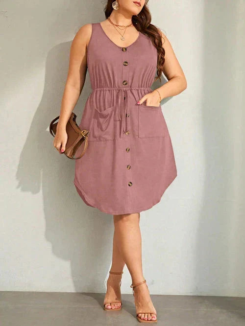Vestido Ajuste na Cintura e Falsos Botões - Iolanda