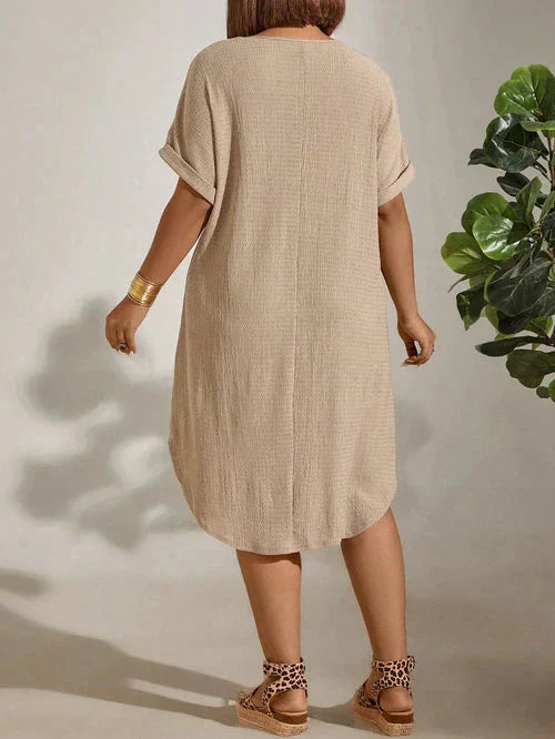 Vestido Textura Leve e Manga Morcego - Britney