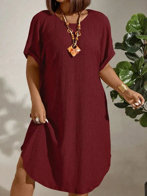 Vestido Textura Leve e Manga Morcego - Britney